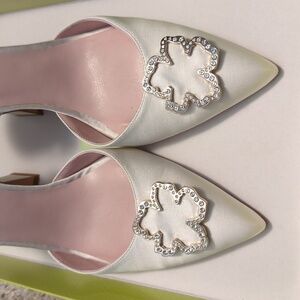 Gorgeous Ted Baker 100MM Magnolia Embellished Sling Back Pumps, Ivory, US 10
